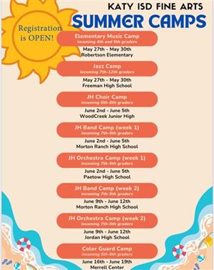Dates for Fine Arts 2025 Summer Camps